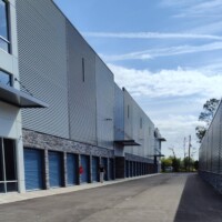 Drive-up storage units aisle outdoors